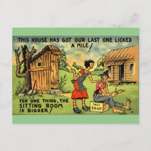 Hillbilly Outhouse Funny  Comic art Briefkaart