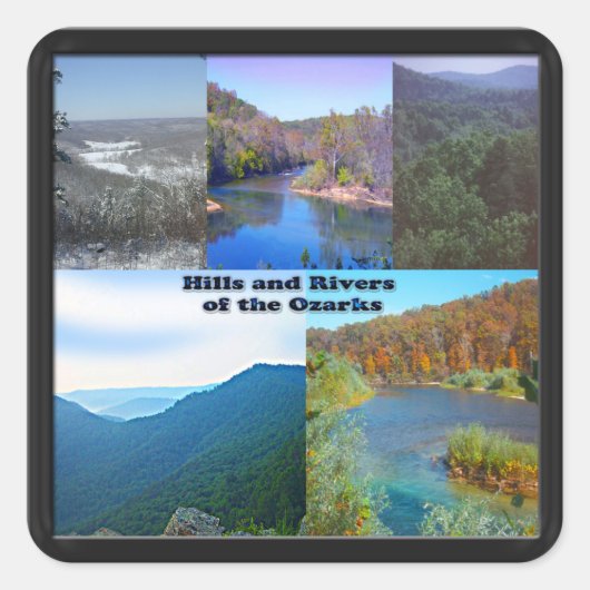 Hills and Rivers of the Ozarks Vierkante Sticker (Voorkant)
