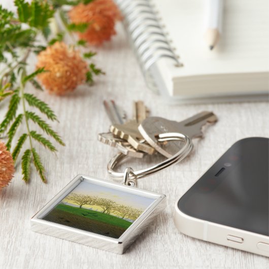 Hills en Plowed Fields nabij Dresden Sleutelhanger (Zijkant)