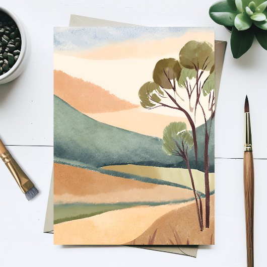 Hills of Beige | Natural Landscape Painting Briefkaart