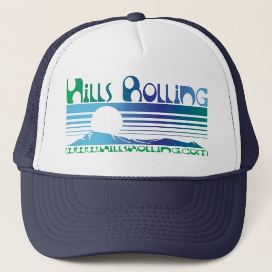 Hills Rolling Trucker Hoed met Sunset Design Pet (Voorkant)