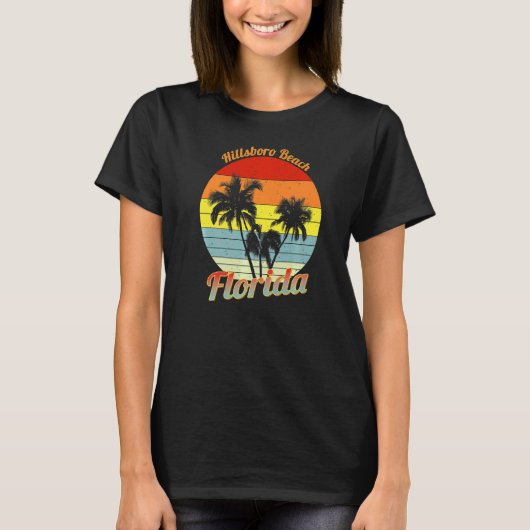 Hillsboro Beach Florida Retro Tropical Palm Trees T-shirt (Voorkant)