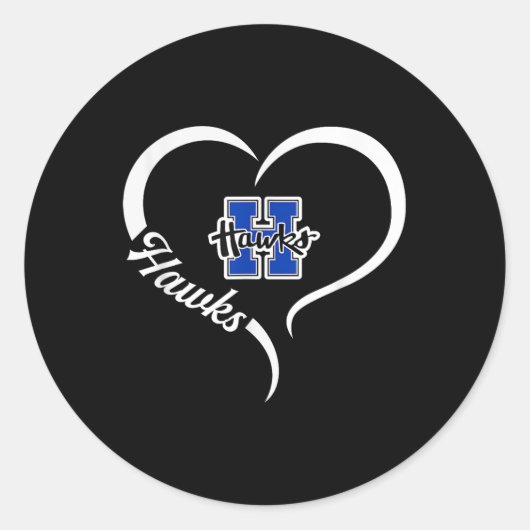 Hillsboro Hawks Logo Half Heart Slogan HS Ronde Sticker (Voorkant)