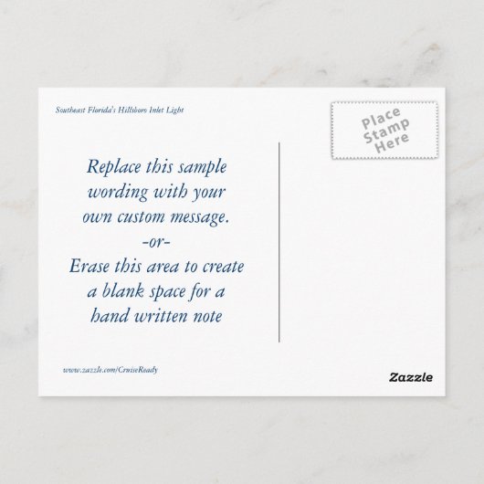 Hillsboro Inlet Light Custom Briefkaart (Achterkant)