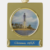Hillsboro Inlet Light Ded Verguld Banner Ornament (Voorkant)