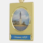 Hillsboro Inlet Light Ded Verguld Banner Ornament (Links)