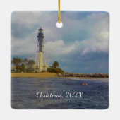 Hillsboro Inlet Light Square Ded Keramisch Ornament (Achterkant)