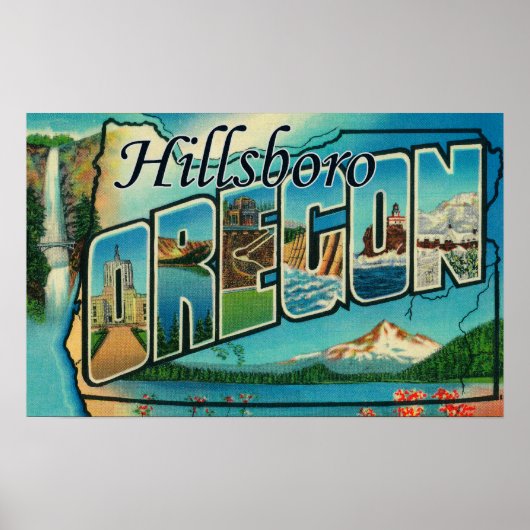 Hillsboro, Oregon - Grote lettertjes Poster (Voorkant)