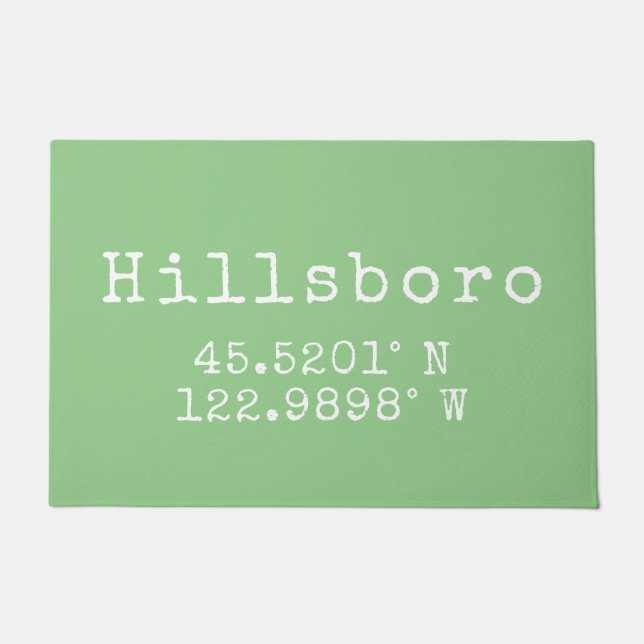 Hillsboro Oregon Latitude Longitude Deurmat (Voorkant)