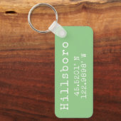 Hillsboro Oregon Latitude Longitude Sleutelhanger (Voorkant)