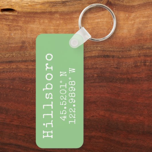 Hillsboro Oregon Latitude Longitude Sleutelhanger (Achterkant)