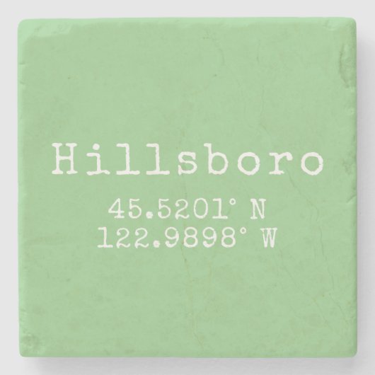 Hillsboro Oregon Latitude Longitude Stenen Onderzetter (Voorkant)