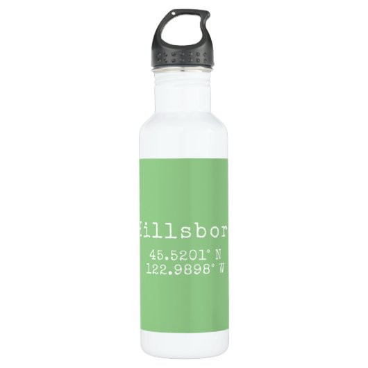 Hillsboro Oregon Latitude Longitude Waterfles (Voorkant)