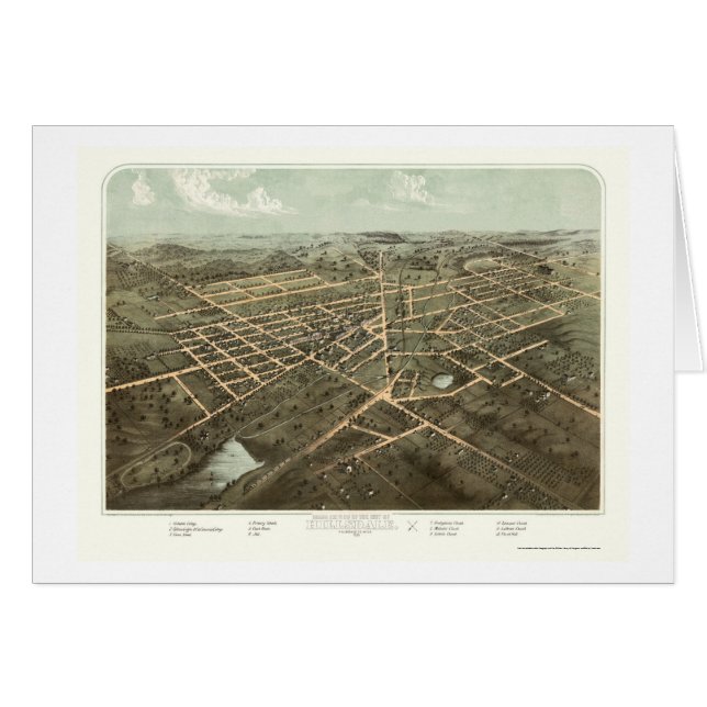 Hillsdale, MI Panorama Map - 1866 (Voorkant Horizontaal)