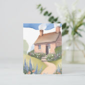 Hillside Cottage | Waterverf Brick Home Painting Briefkaart (Staand voorkant)