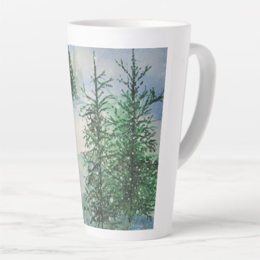 Hillside Evergreens en Sneeuw Latte Mok (Rechterhoek)
