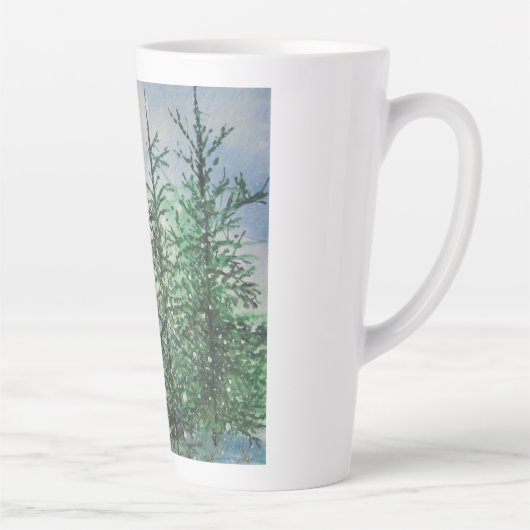 Hillside Evergreens en Sneeuw Latte Mok (Rechts)