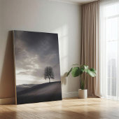 Hillside Landschap Canvas, Eenzame Boom Canvas Afdruk