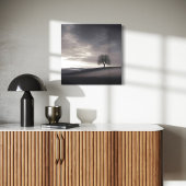 Hillside Landschap Canvas, Eenzame Boom Canvas Afdruk