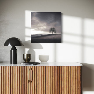 Hillside Landschap Canvas, Eenzame Boom Canvas Afdruk