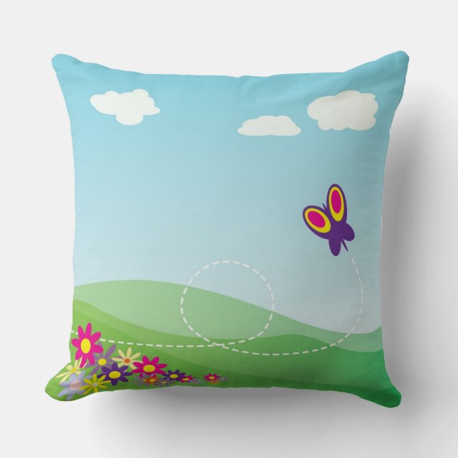 HILLSIDE MET BUTTERFLES EN STROMEN KUSSEN (Voorkant)