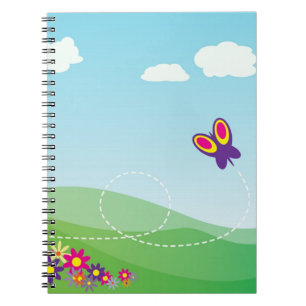 HILLSIDE MET BUTTERFLES EN STROMEN NOTITIEBOEK