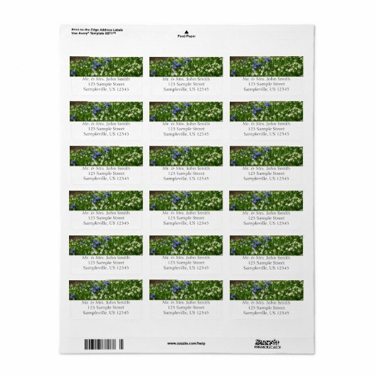 Hillside of Early Spring Flowers Landscape Etiket (Full Sheet)