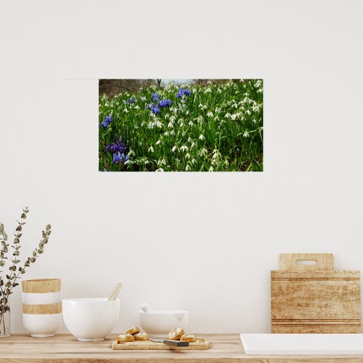 Hillside of Early Spring Flowers Landscape Poster (Keuken)
