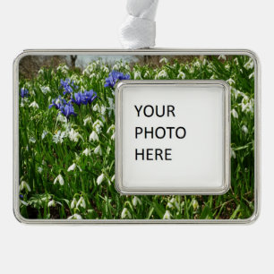 Hillside of Early Spring Flowers Landscape Verzilverd Omlijst Ornament