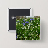 Hillside of Early Spring Flowers Landscape Vierkante Button 5,1 Cm (Voorkant /achterkant)