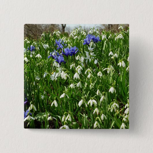 Hillside of Early Spring Flowers Landscape Vierkante Button 5,1 Cm (Voorkant)