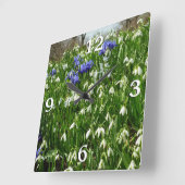 Hillside of Early Spring Flowers Landscape Vierkante Klok (Hoek)