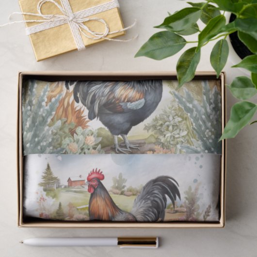 Hillside Roosters Tissuepapier (Geschenk)