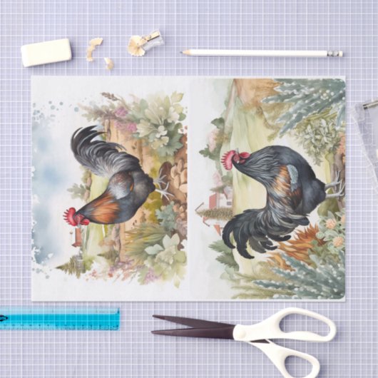 Hillside Roosters Tissuepapier (Craft)
