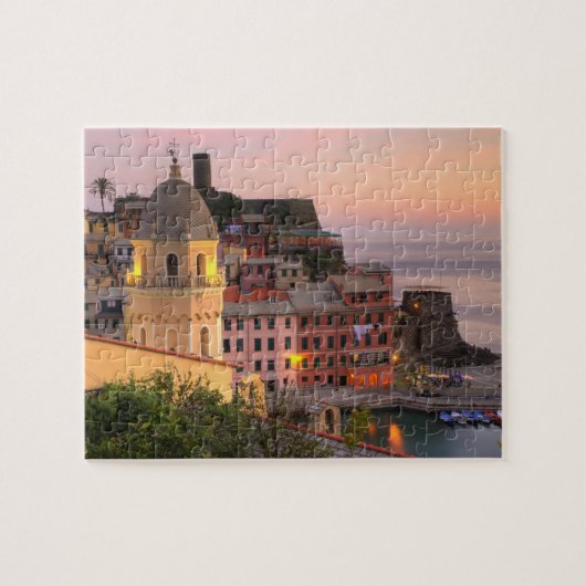 Hillside stad Vernazza 's avonds, Cinque Legpuzzel (Horizontaal)
