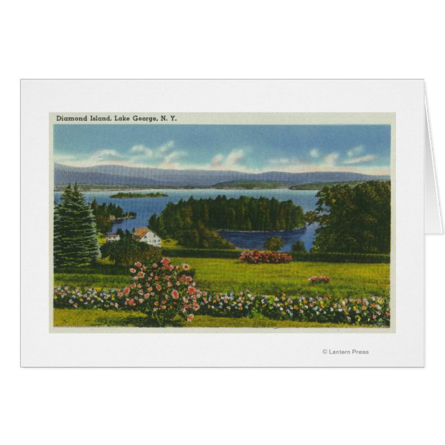 Hillside-Uitzicht van Diamond Island en Lake (Voorkant Horizontaal)