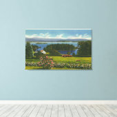 Hillside-Uitzicht van Diamond Island en Lake Canvas Afdruk (Insitu (Houten vloer))