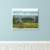 Hillside-Uitzicht van Diamond Island en Lake Canvas Afdruk (Insitu (Houten vloer))