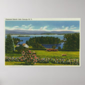 Hillside-Uitzicht van Diamond Island en Lake Poster (Voorkant)