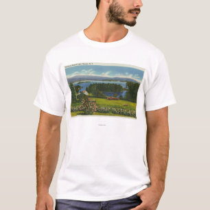 Hillside Uitzicht van Diamond Island en Lake T-shirt