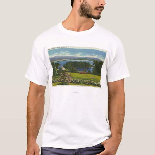Hillside Uitzicht van Diamond Island en Lake T-shirt (Voorkant)