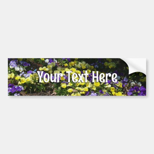 Hillside van Paarse en gele pansies Bumpersticker (Voorkant)