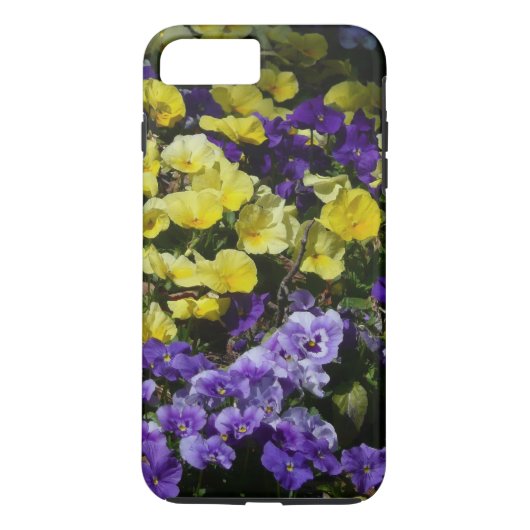 Hillside van Paarse en gele pansies Case-Mate iPhone Case (Achterkant)