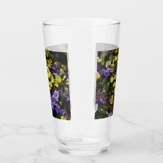 Hillside van Paarse en gele pansies Glas (Rechts)
