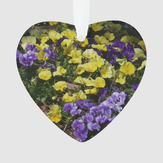 Hillside van Paarse en gele pansies Ornament (voorkant)