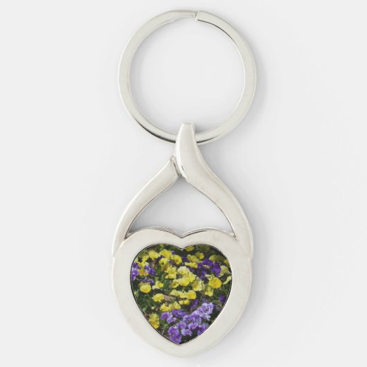 Hillside van Paarse en gele pansies Sleutelhanger (Voorkant)
