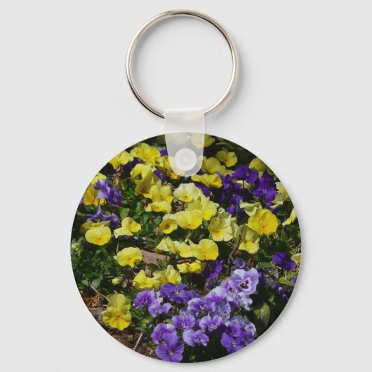 Hillside van Paarse en gele pansies Sleutelhanger (Voorkant)