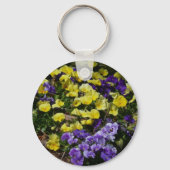 Hillside van Paarse en gele pansies Sleutelhanger (Achterkant)