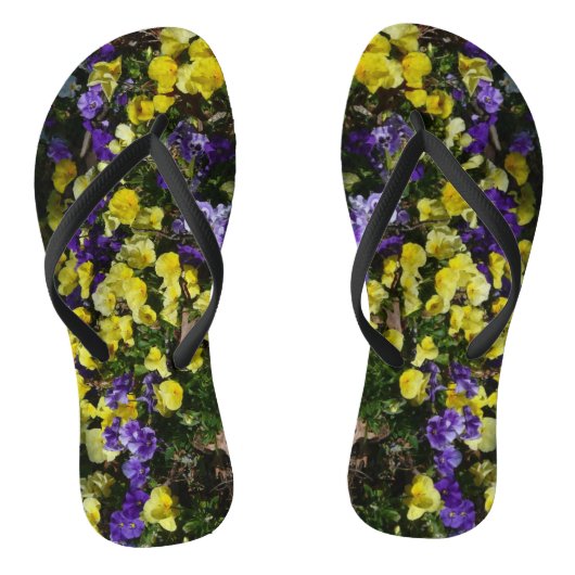 Hillside van Paarse en gele pansies Teenslippers (Voetbed)