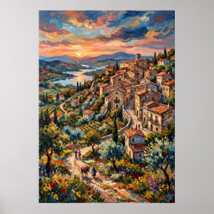 Hillside Village Landschaps poster